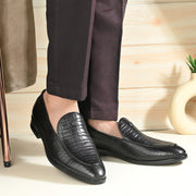 Men Premium Leather Slip On Loafers (Indigo-26-Black)