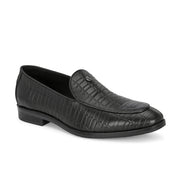 Men Premium Leather Slip On Loafers (Indigo-26-Black)
