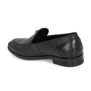 Men Premium Leather Slip On Loafers (Indigo-26-Black)