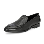 Men Premium Leather Slip On Loafers (Indigo-26-Black)