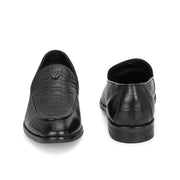 Men Premium Leather Slip On Loafers (Indigo-26-Black)