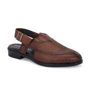 Men Premium Leather Tan Ethnic Sandal (Indigo-31-Tan)