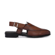 Men Premium Leather Tan Ethnic Sandal (Indigo-31-Tan)