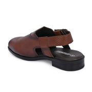 Men Premium Leather Tan Ethnic Sandal (Indigo-31-Tan)
