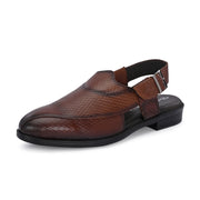 Men Premium Leather Tan Ethnic Sandal (Indigo-31-Tan)