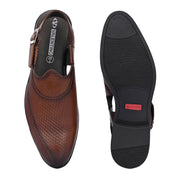 Men Premium Leather Tan Ethnic Sandal (Indigo-31-Tan)