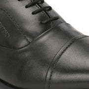 Men Premium Leather Classic Cap-Toe Police Oxford Shoes (Indigo-65-Black)