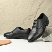 Men Premium Leather Classic Cap-Toe Police Oxford Shoes (Indigo-65-Black)