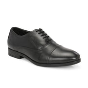 Men Premium Leather Classic Cap-Toe Police Oxford Shoes (Indigo-65-Black)