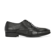 Men Premium Leather Classic Cap-Toe Police Oxford Shoes (Indigo-65-Black)