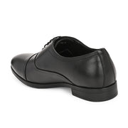 Men Premium Leather Classic Cap-Toe Police Oxford Shoes (Indigo-65-Black)