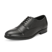 Men Premium Leather Classic Cap-Toe Police Oxford Shoes (Indigo-65-Black)