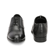 Men Premium Leather Classic Cap-Toe Police Oxford Shoes (Indigo-65-Black)