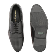 Men Premium Leather Classic Cap-Toe Police Oxford Shoes (Indigo-65-Black)