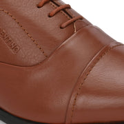 Men Premium Leather Classic Cap-Toe Police Oxford Shoes (Indigo-65-Tan)
