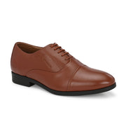 Men Premium Leather Classic Cap-Toe Police Oxford Shoes (Indigo-65-Tan)