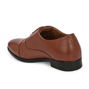 Men Premium Leather Classic Cap-Toe Police Oxford Shoes (Indigo-65-Tan)