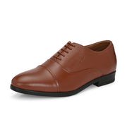 Men Premium Leather Classic Cap-Toe Police Oxford Shoes (Indigo-65-Tan)