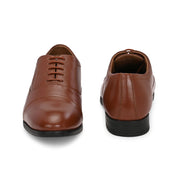 Men Premium Leather Classic Cap-Toe Police Oxford Shoes (Indigo-65-Tan)