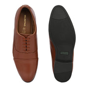 Men Premium Leather Classic Cap-Toe Police Oxford Shoes (Indigo-65-Tan)