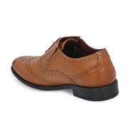 Men Premium Leather Formal Brogue Shoes - Brown (Indigo-73-Tan)