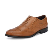 Men Premium Leather Formal Brogue Shoes - Brown (Indigo-73-Tan)