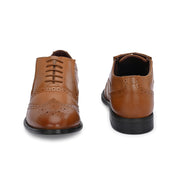 Men Premium Leather Formal Brogue Shoes - Brown (Indigo-73-Tan)