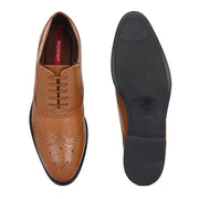 Men Premium Leather Formal Brogue Shoes - Brown (Indigo-73-Tan)