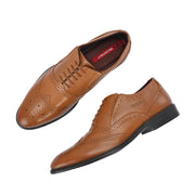 Men Premium Leather Formal Brogue Shoes - Brown (Indigo-73-Tan)