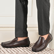 Men Premium Leather Brown Slip On Loafer (Italiano-01-Brown)