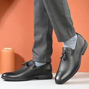 Men Premium Leather Black Slip-On Formal Shoes (Joyland-01-Black)