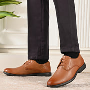Men Premium Leather Tan Formal Derby Shoes (Joyland-52-Tan)