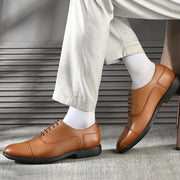 Men Premium Leather Tan Formal Oxford Shoes (Joyland-60-Tan)