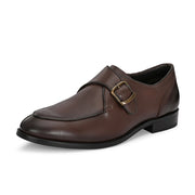West Port Men Single Monk Strap Dress Shoe (LEO-80-BROWN)