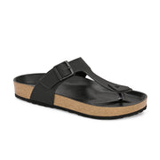 West Port Men's Cushion Sliders | PU Padded Footbed | Bounce Back Technology | Lightweight Flip Flops for Everyday Comfort (M-Aero-08-Black)