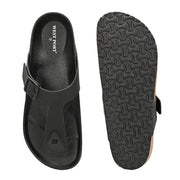 West Port Men's Cushion Sliders | PU Padded Footbed | Bounce Back Technology | Lightweight Flip Flops for Everyday Comfort (M-Aero-08-Black)