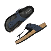 West Port Men's Cushion Sliders | PU Padded Footbed | Bounce Back Technology | Lightweight Flip Flops for Everyday Comfort (M-Aero-08-Navy)