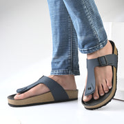 West Port Men's Cushion Sliders | PU Padded Footbed | Bounce Back Technology | Lightweight Flip Flops for Everyday Comfort (M-Aero-08-Navy)