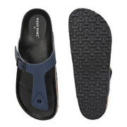 West Port Men's Cushion Sliders | PU Padded Footbed | Bounce Back Technology | Lightweight Flip Flops for Everyday Comfort (M-Aero-08-Navy)