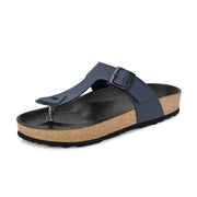 West Port Men's Cushion Sliders | PU Padded Footbed | Bounce Back Technology | Lightweight Flip Flops for Everyday Comfort (M-Aero-08-Navy)