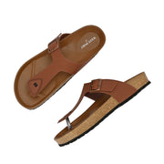 West Port Men's Cushion Sliders | PU Padded Footbed | Bounce Back Technology | Lightweight Flip Flops for Everyday Comfort (M-Aero-08-Tan)