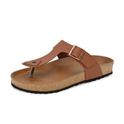 West Port Men's Cushion Sliders | PU Padded Footbed | Bounce Back Technology | Lightweight Flip Flops for Everyday Comfort (M-Aero-08-Tan)