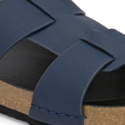 West Port Men's Cushion Sliders | PU Padded Footbed | Bounce Back Technology | Lightweight Flip Flops for Everyday Comfort (M-Aero-28-Navy)
