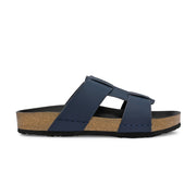West Port Men's Cushion Sliders | PU Padded Footbed | Bounce Back Technology | Lightweight Flip Flops for Everyday Comfort (M-Aero-28-Navy)