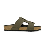 West Port Men's Cushion Sliders | PU Padded Footbed | Bounce Back Technology | Lightweight Flip Flops for Everyday Comfort (M-Aero-28-Olive)