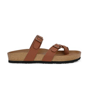 West Port Men's Cushion Sliders | PU Padded Footbed | Bounce Back Technology | Lightweight Flip Flops for Everyday Comfort (M-Aero-29-Tan)