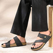 West Port Men's Cushion Sliders | PU Padded Footbed | Bounce Back Technology | Lightweight Flip Flops for Everyday Comfort (M-Aero-38-Black)