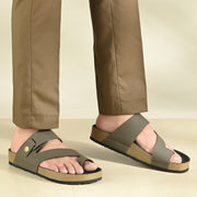 West Port Men's Cushion Sliders | PU Padded Footbed | Bounce Back Technology | Lightweight Flip Flops for Everyday Comfort (M-Aero-38-Olive)