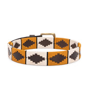 West Port Men’s Pampa Embroidered Genuine Leather Signature Gaucho Polo Belt (M-BT-LE-01-BLACK-YELLOW-BEIGE)