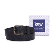 West Port Men’s Blue Textured Genuine Leather Belt (M-BT-LE-03-BLUE)
